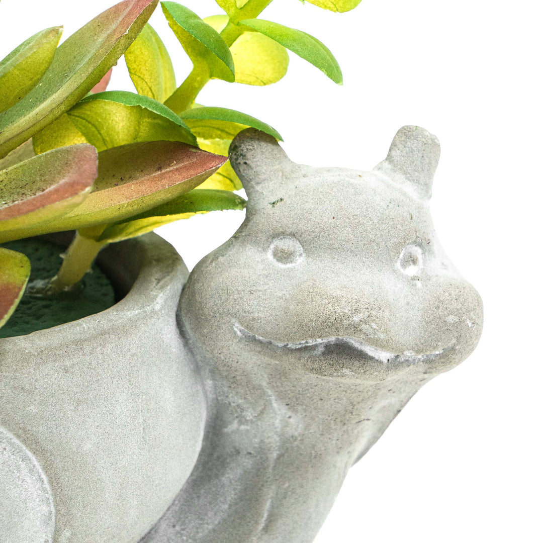 Snail Pot With Faux Succulent