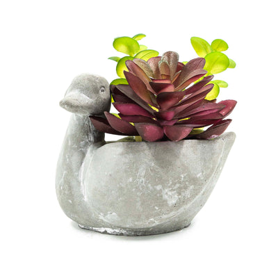 Swan Pot With Faux Succulent