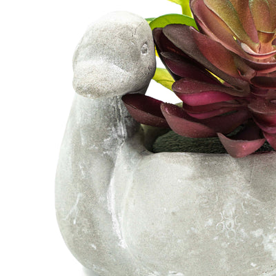 Swan Pot With Faux Succulent