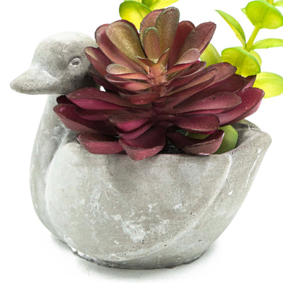 Swan Pot With Faux Succulent