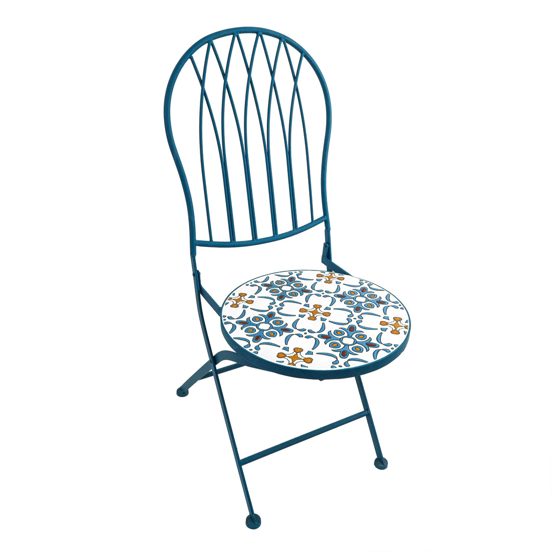 Blue Garden Table With Two Chairs