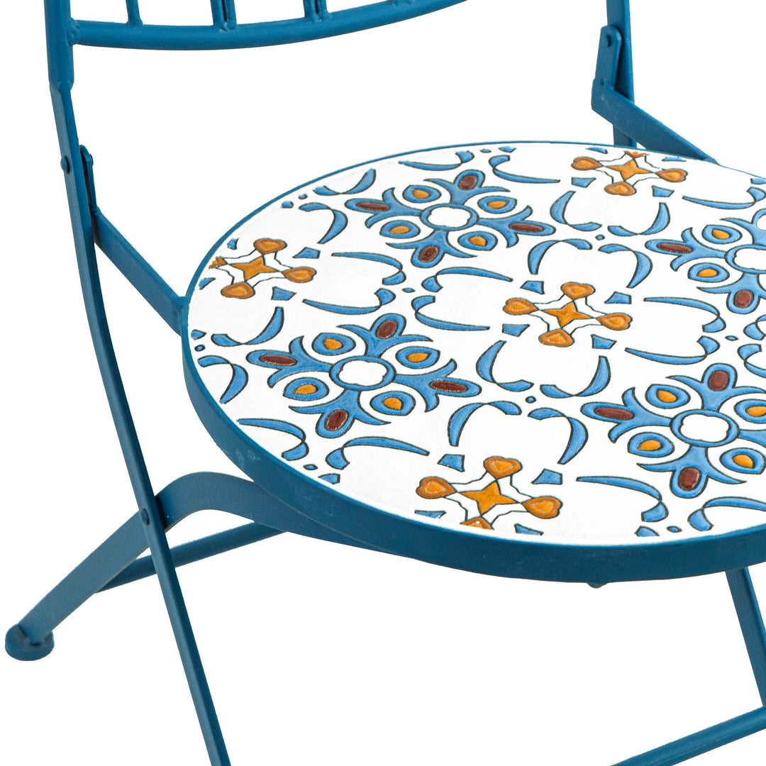 Blue Garden Table With Two Chairs