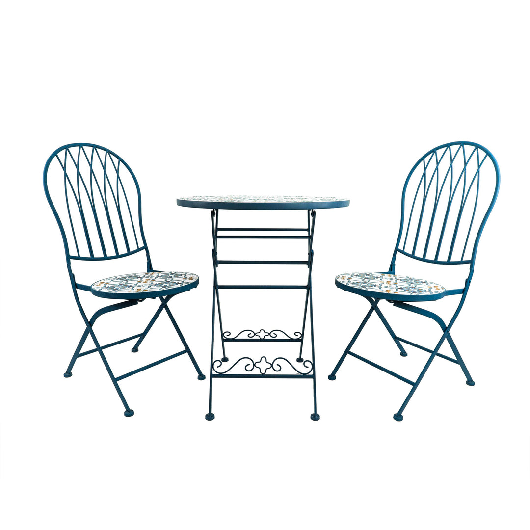 Blue Garden Table With Two Chairs