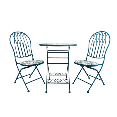 Blue Garden Table With Two Chairs