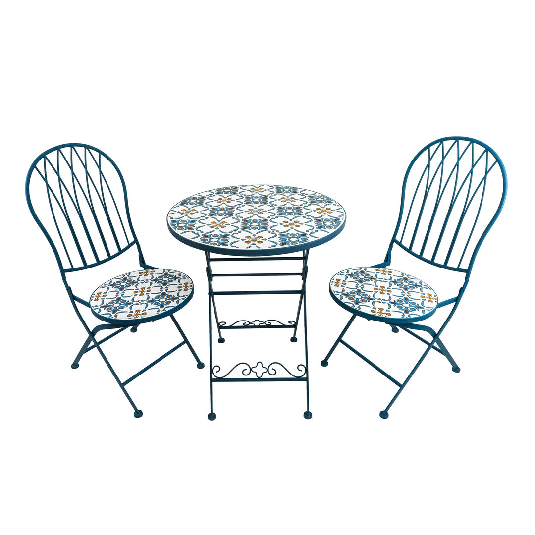 Blue Garden Table With Two Chairs