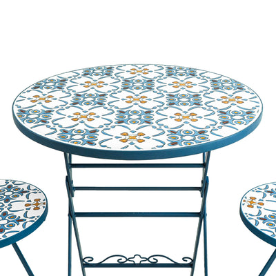 Blue Garden Table With Two Chairs