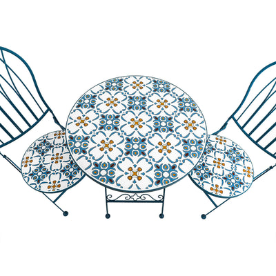 Blue Garden Table With Two Chairs