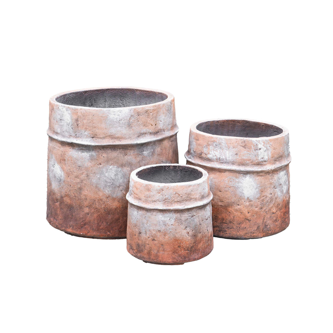 Fiber Clay Rustic Brown Wide Pot