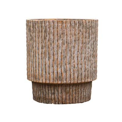 Fiber Clay Beige Striped Pot