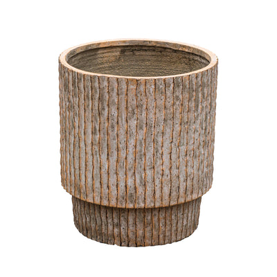 Fiber Clay Beige Striped Pot