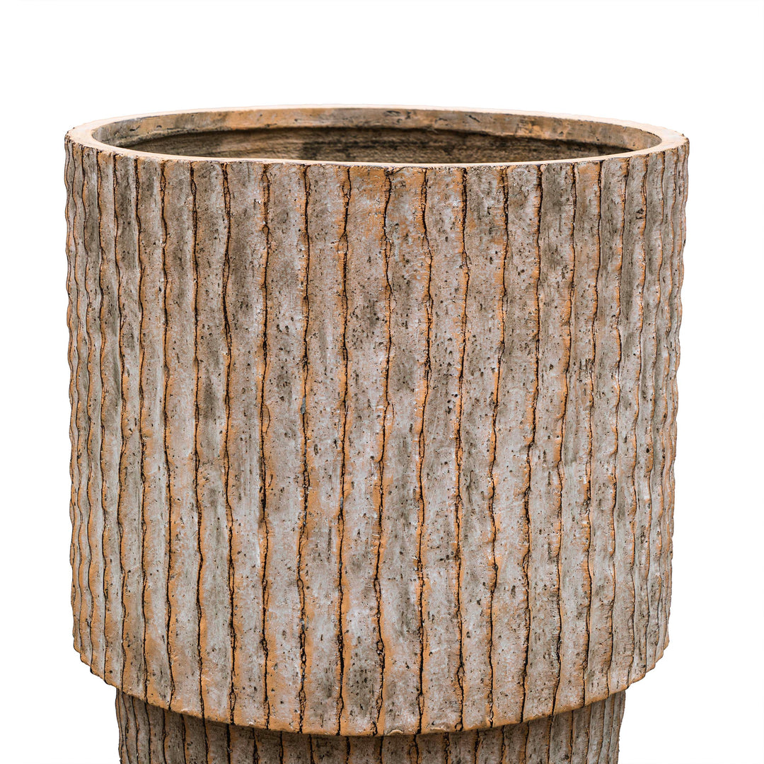 Fiber Clay Beige Striped Pot