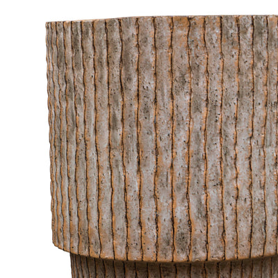 Fiber Clay Beige Striped Pot