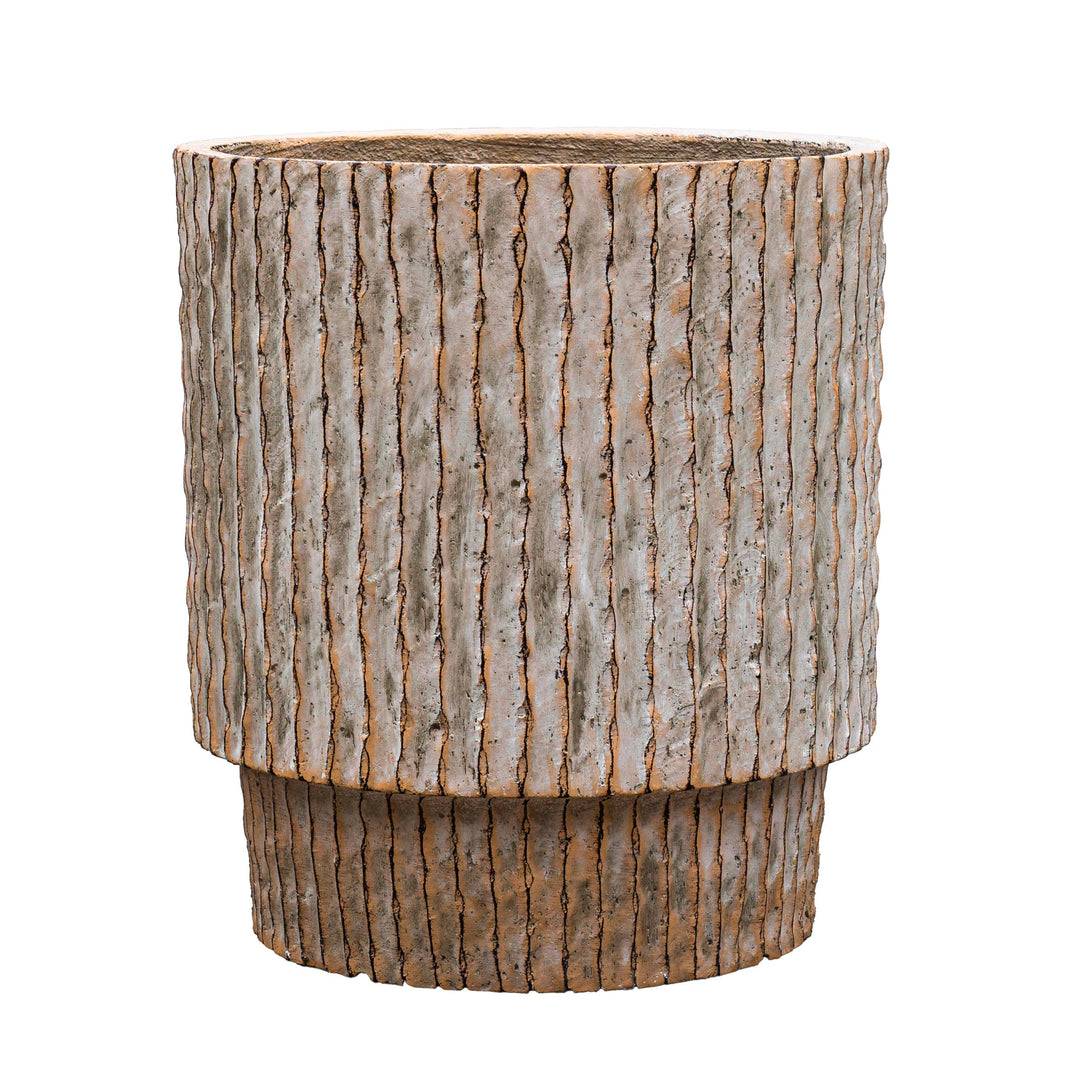 Fiber Clay Beige Striped Pot