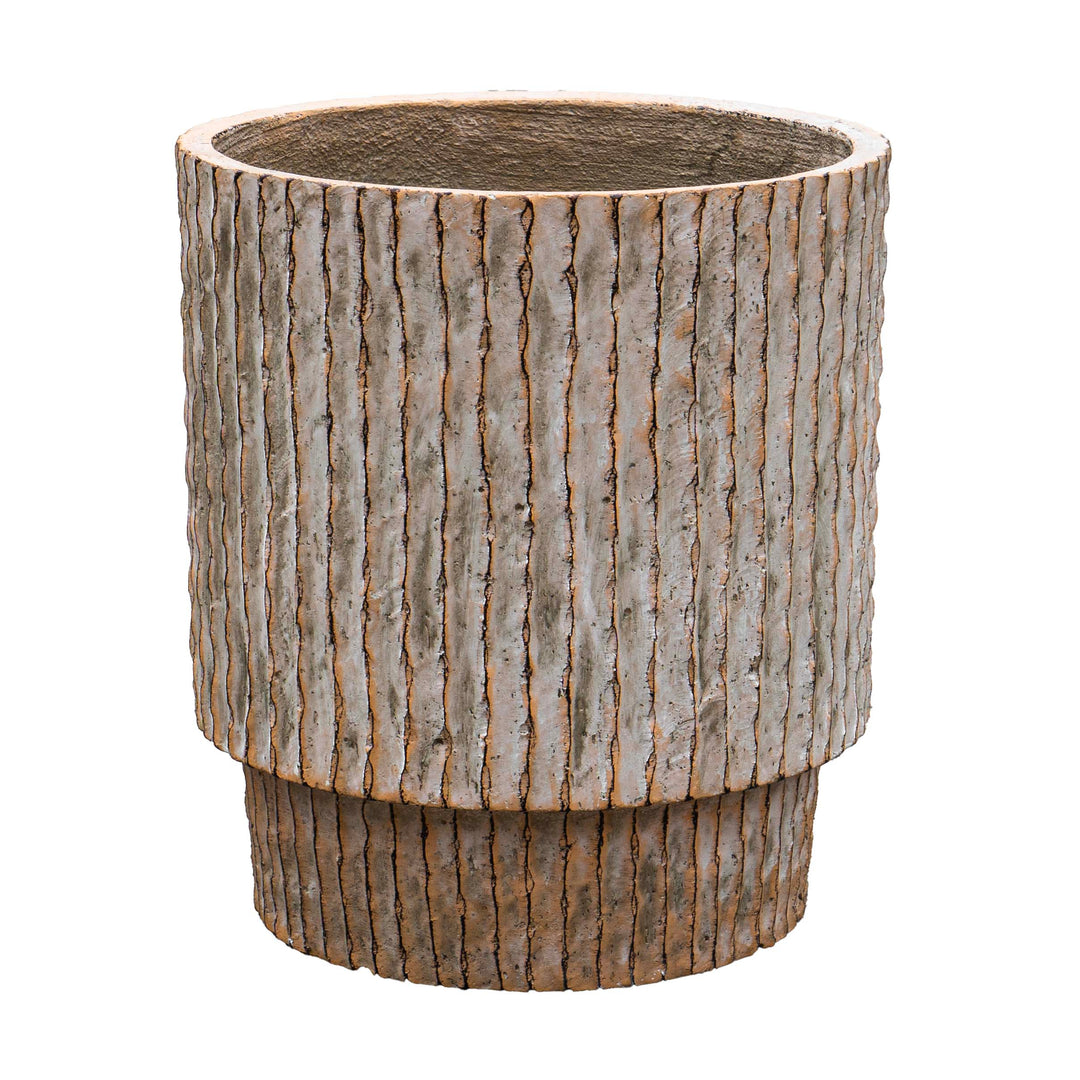 Fiber Clay Beige Striped Pot