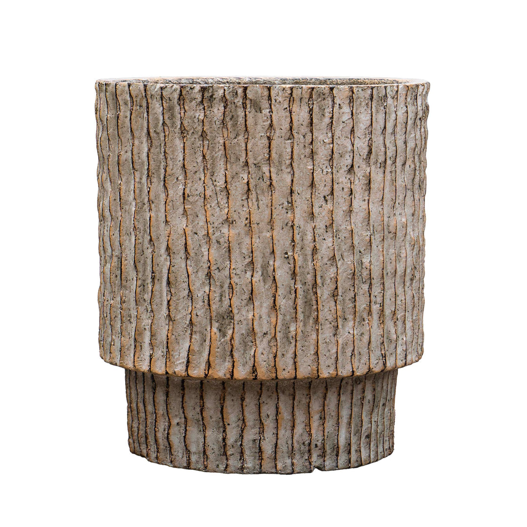 Fiber Clay Beige Striped Pot