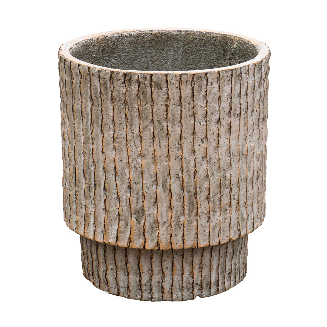 Fiber Clay Beige Striped Pot