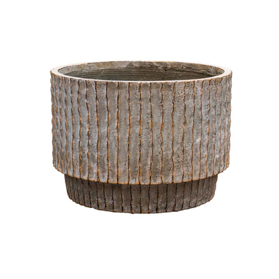 Fiber Clay Beige Striped Wide Pot