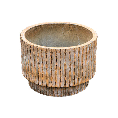 Fiber Clay Beige Striped Wide Pot