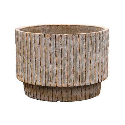 Fiber Clay Beige Striped Wide Pot