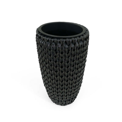 Fishbone Tall Planter Black