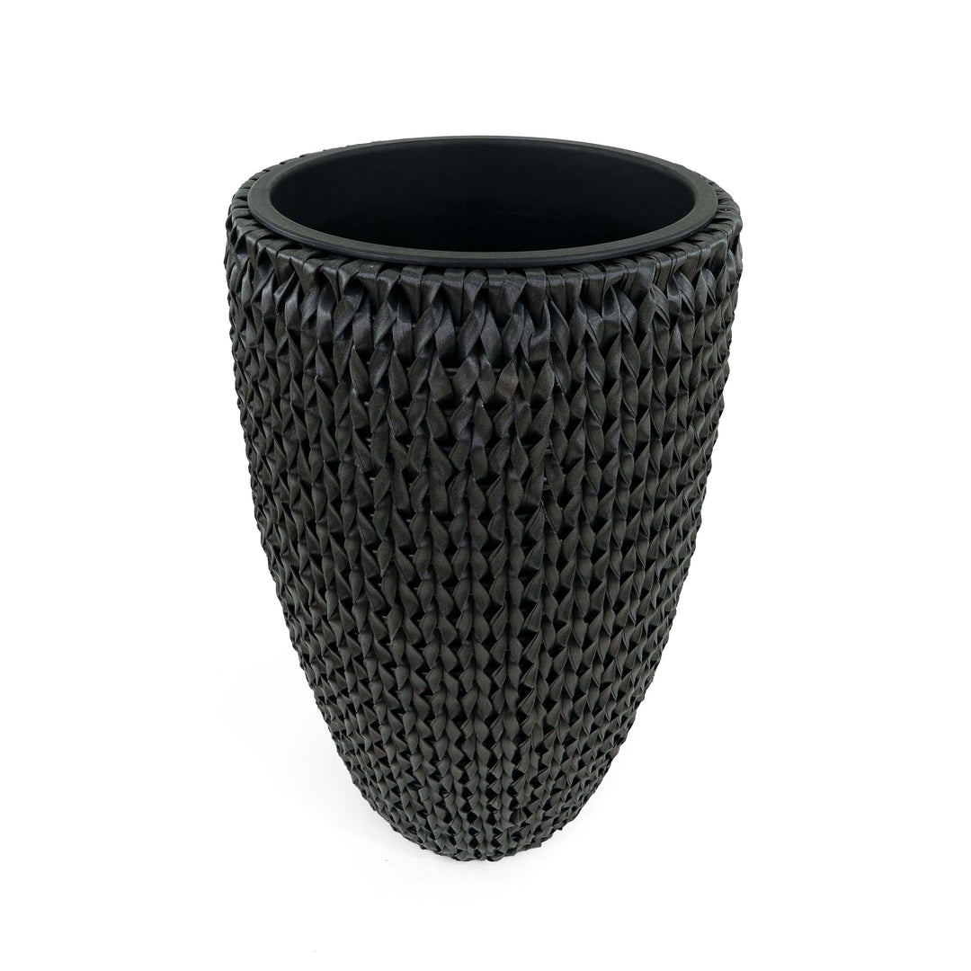 Fishbone Tall Planter Black