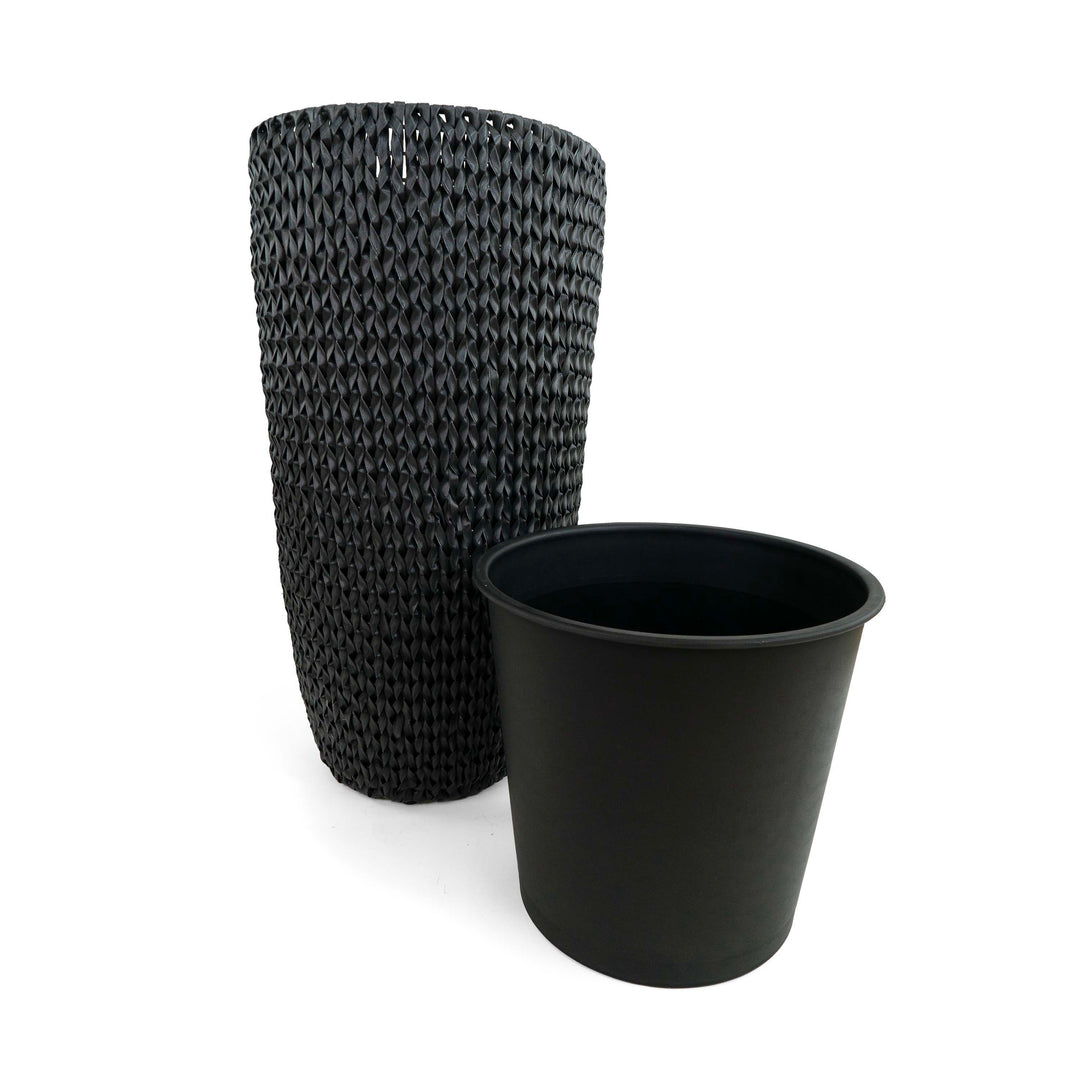 Fishbone Tall Planter Black