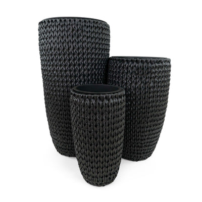 Fishbone Tall Planter Black