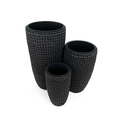 Fishbone Tall Planter Black