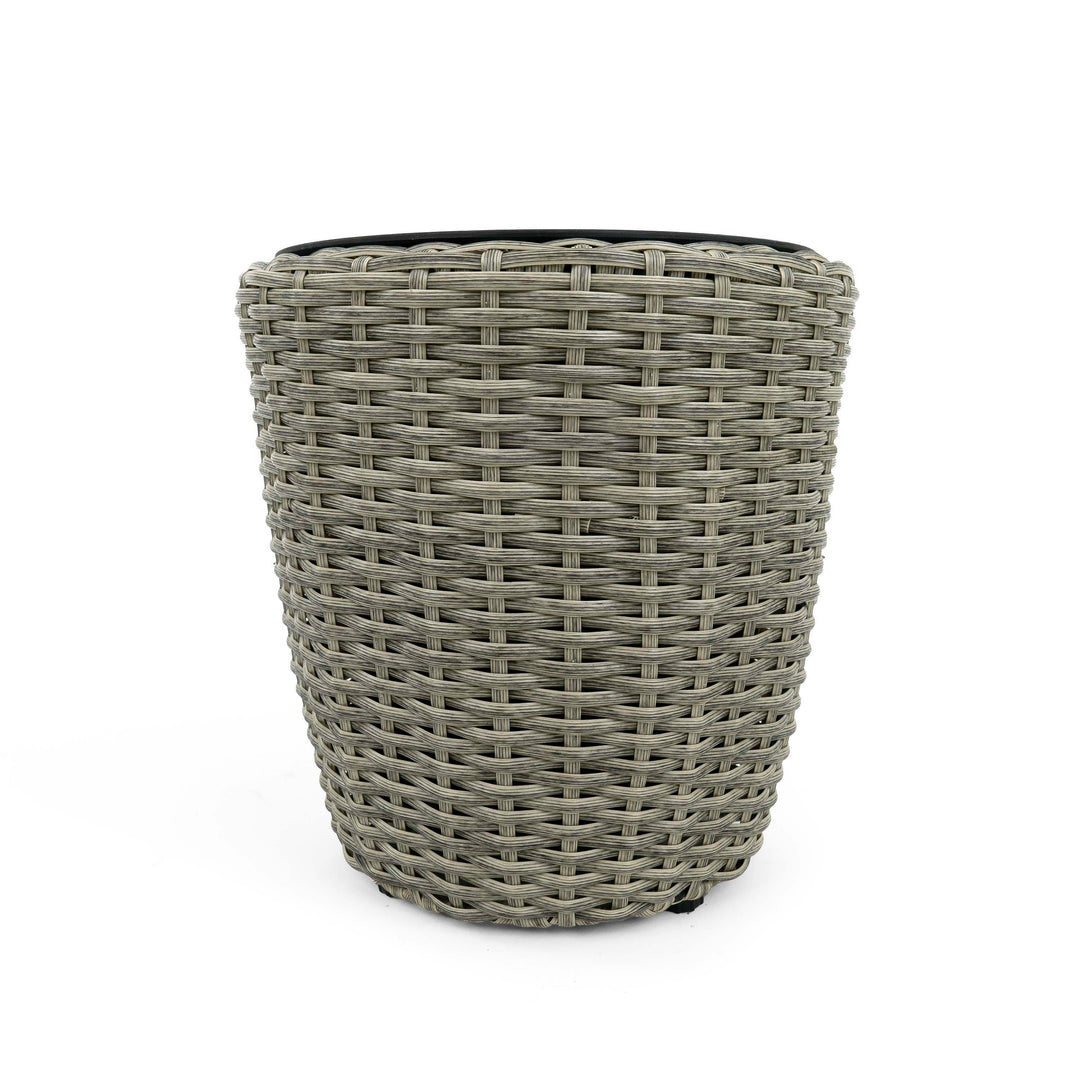 Flat Wicker Conical Planter