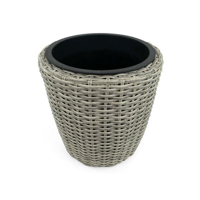 Flat Wicker Conical Planter