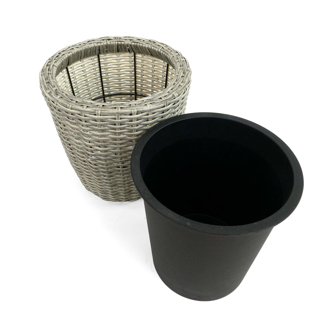 Flat Wicker Conical Planter