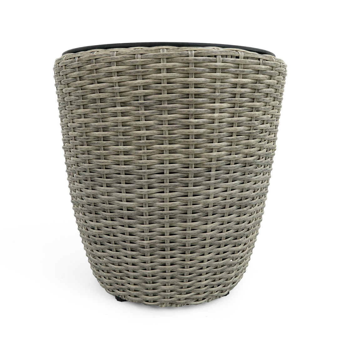 Flat Wicker Conical Planter