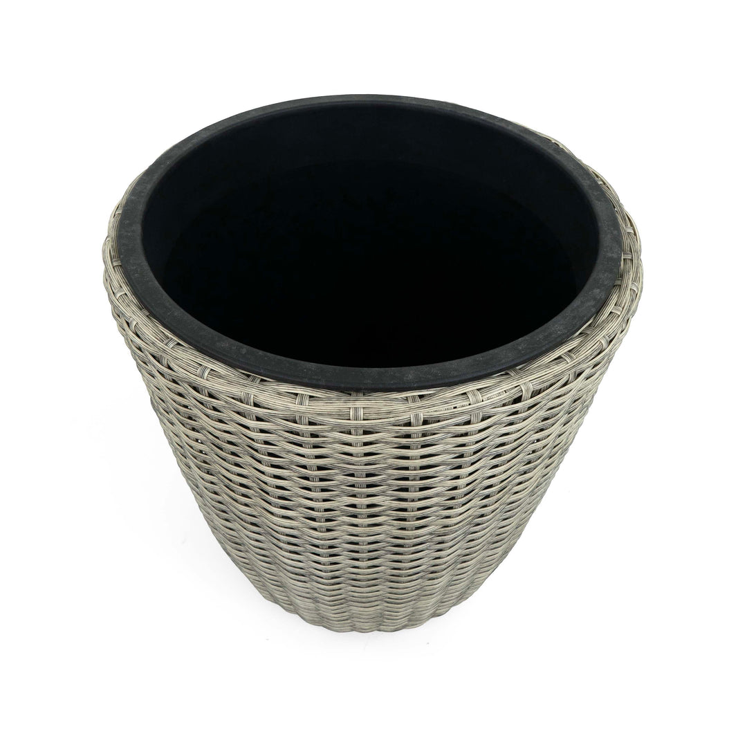 Flat Wicker Conical Planter