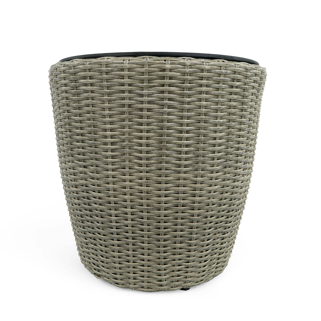 Flat Wicker Conical Planter