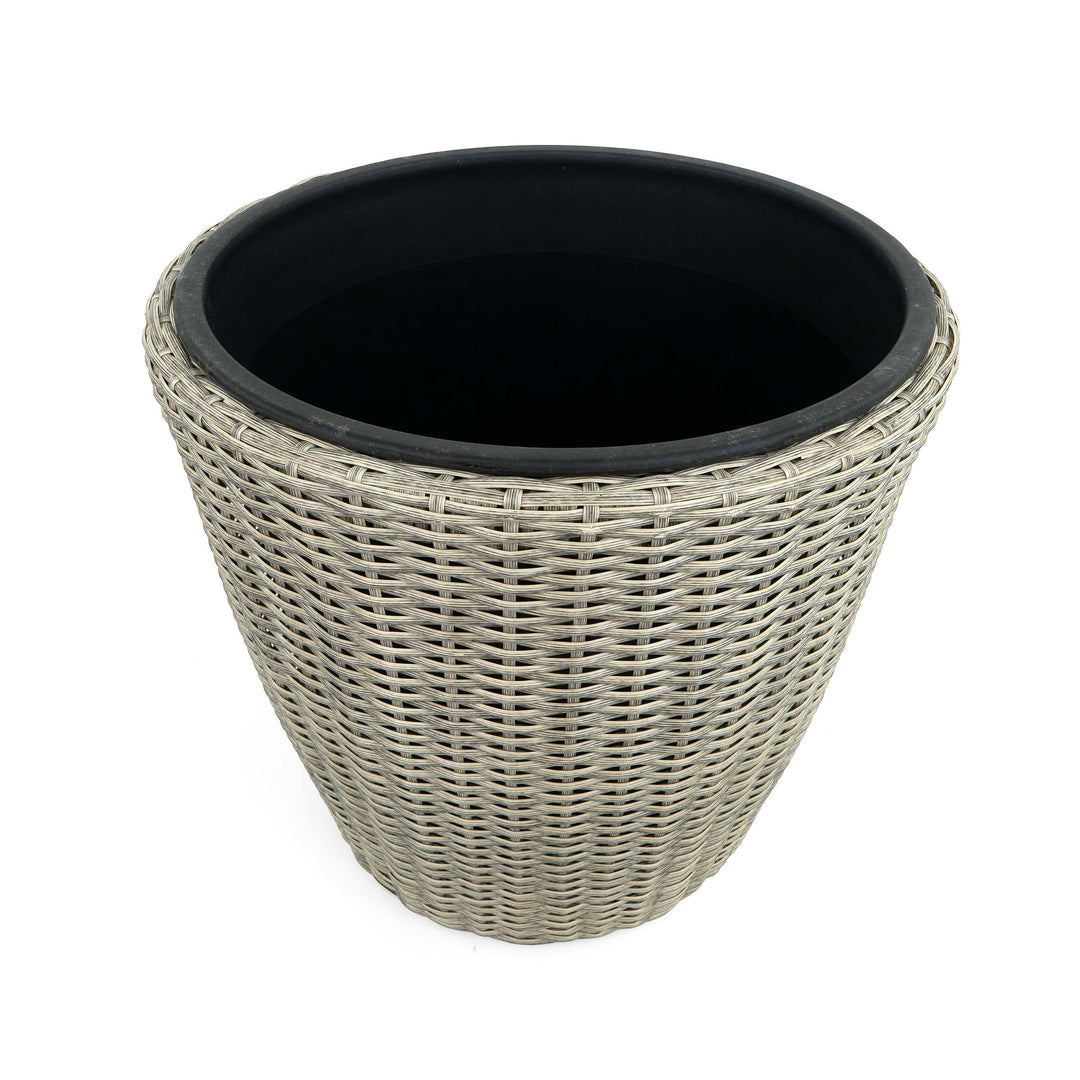 Flat Wicker Conical Planter