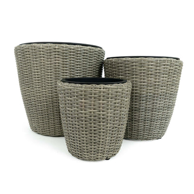 Flat Wicker Conical Planter