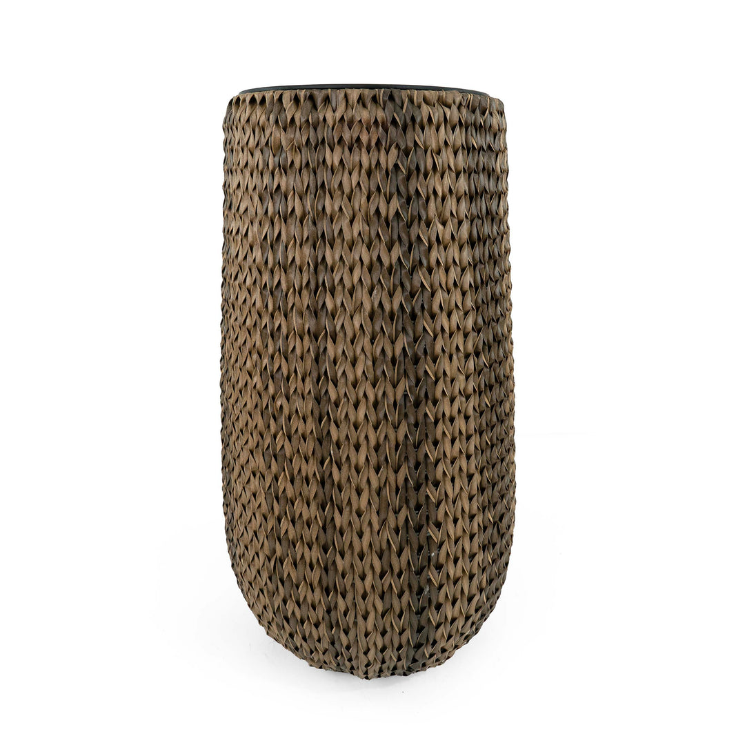 Fishbone Tall Planter Brown