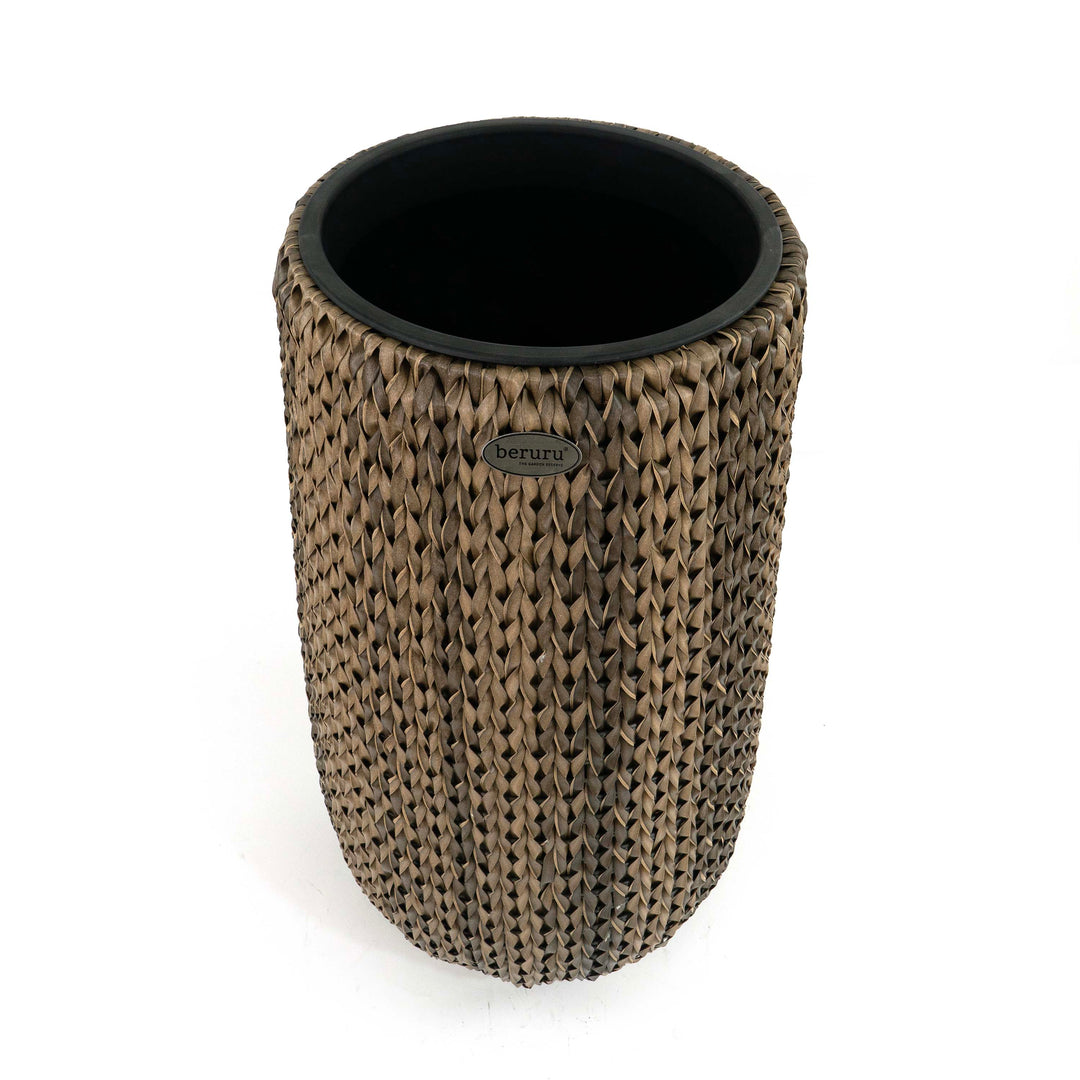 Fishbone Tall Planter Brown