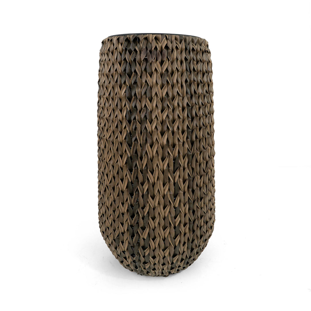 Fishbone Tall Planter Brown