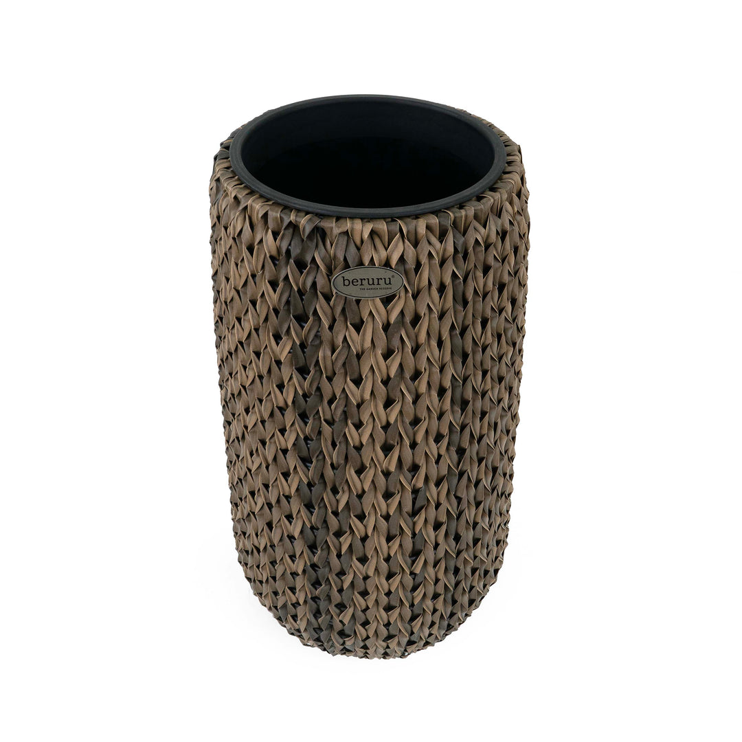 Fishbone Tall Planter Brown