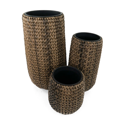 Fishbone Tall Planter Brown