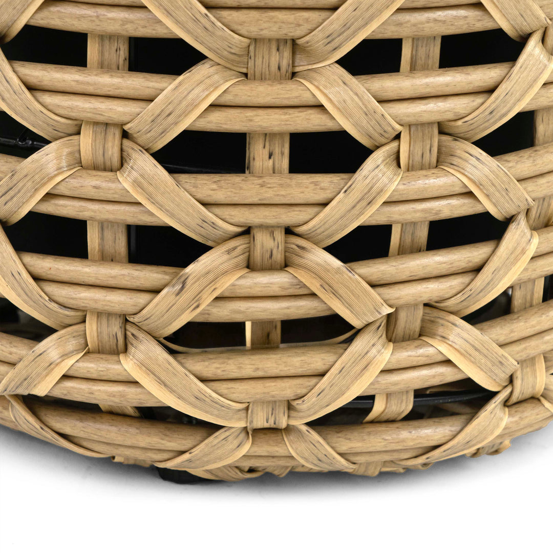 Flat Wicker Round Planter Natural