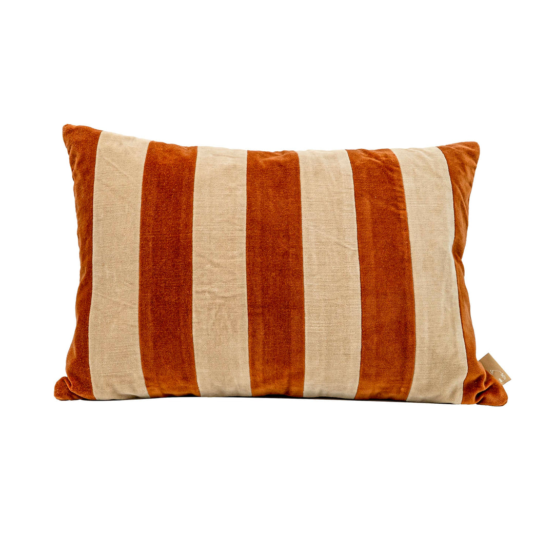 Willow Burnt Orange Velvet Stripe Cushion Cover