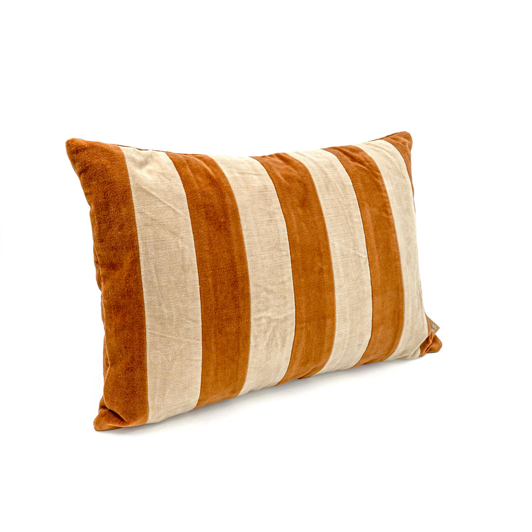 Willow Burnt Orange Velvet Stripe Cushion Cover