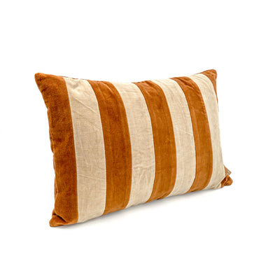 Willow Burnt Orange Velvet Stripe Cushion Cover