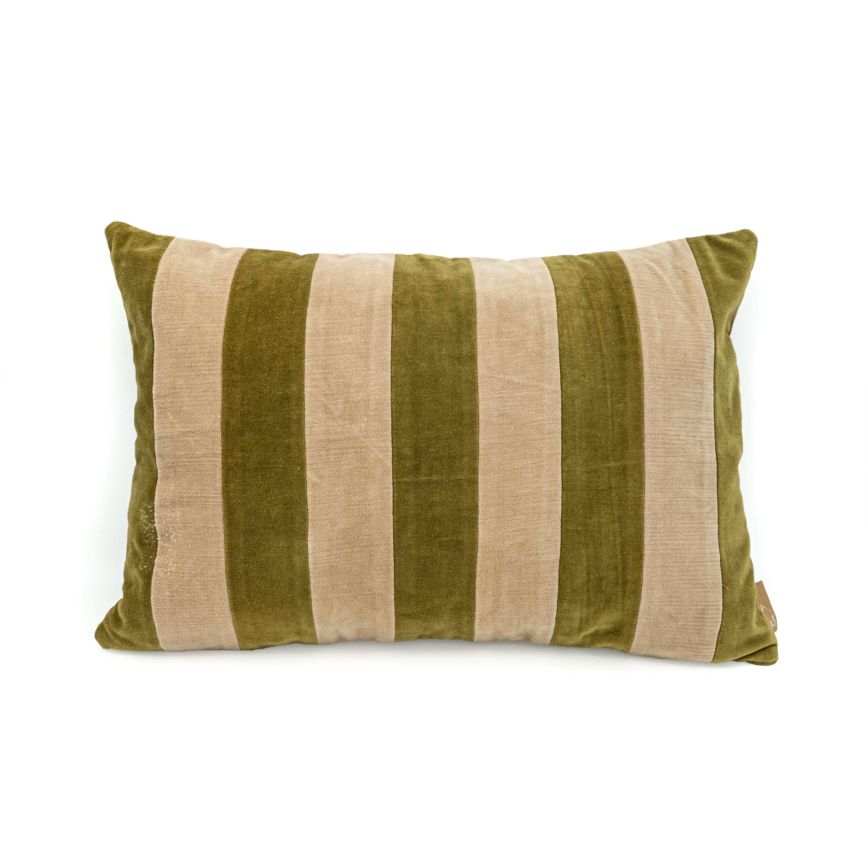 Willow Olive Velvet Stripe Cushion Cover