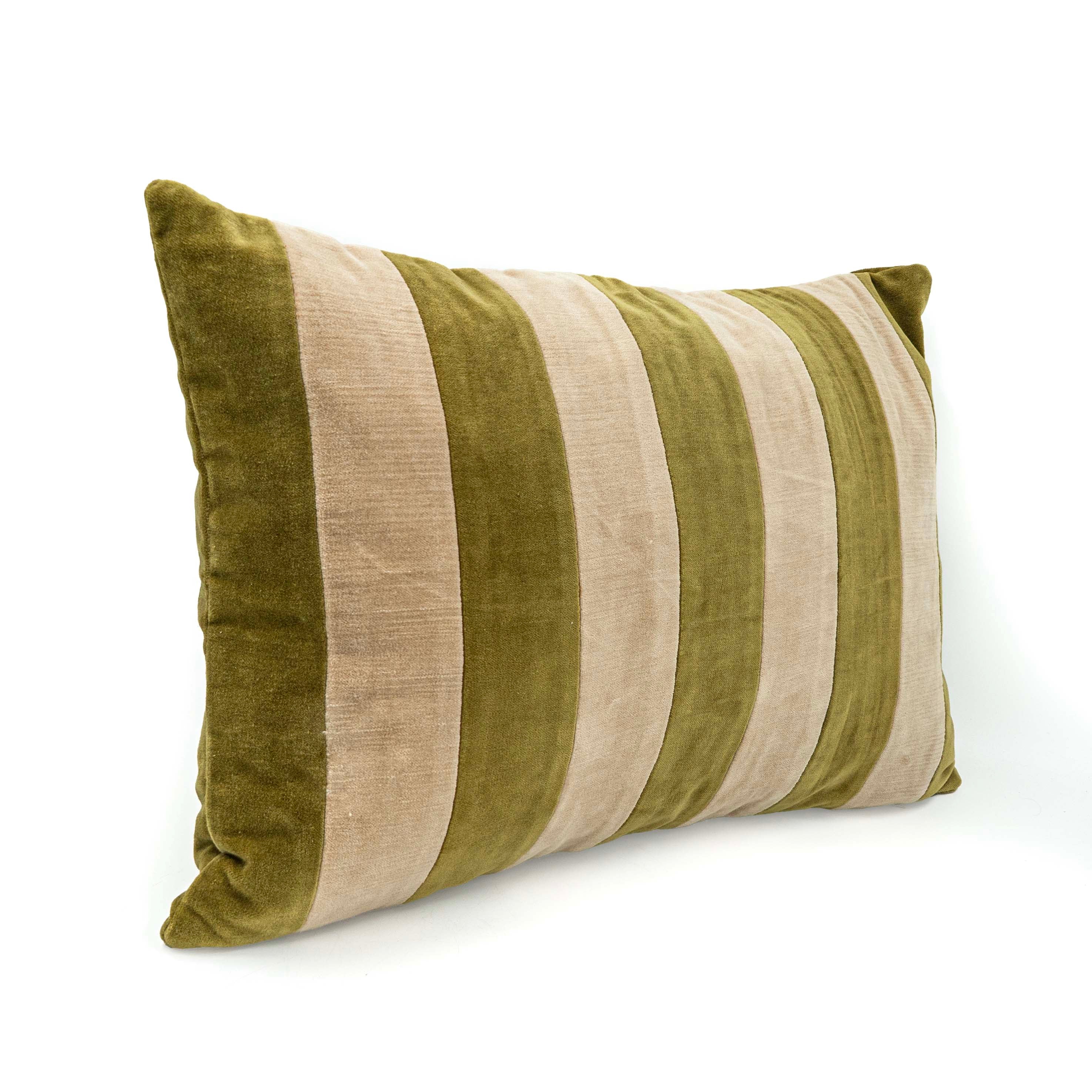 Willow Olive Velvet Stripe Cushion Cover