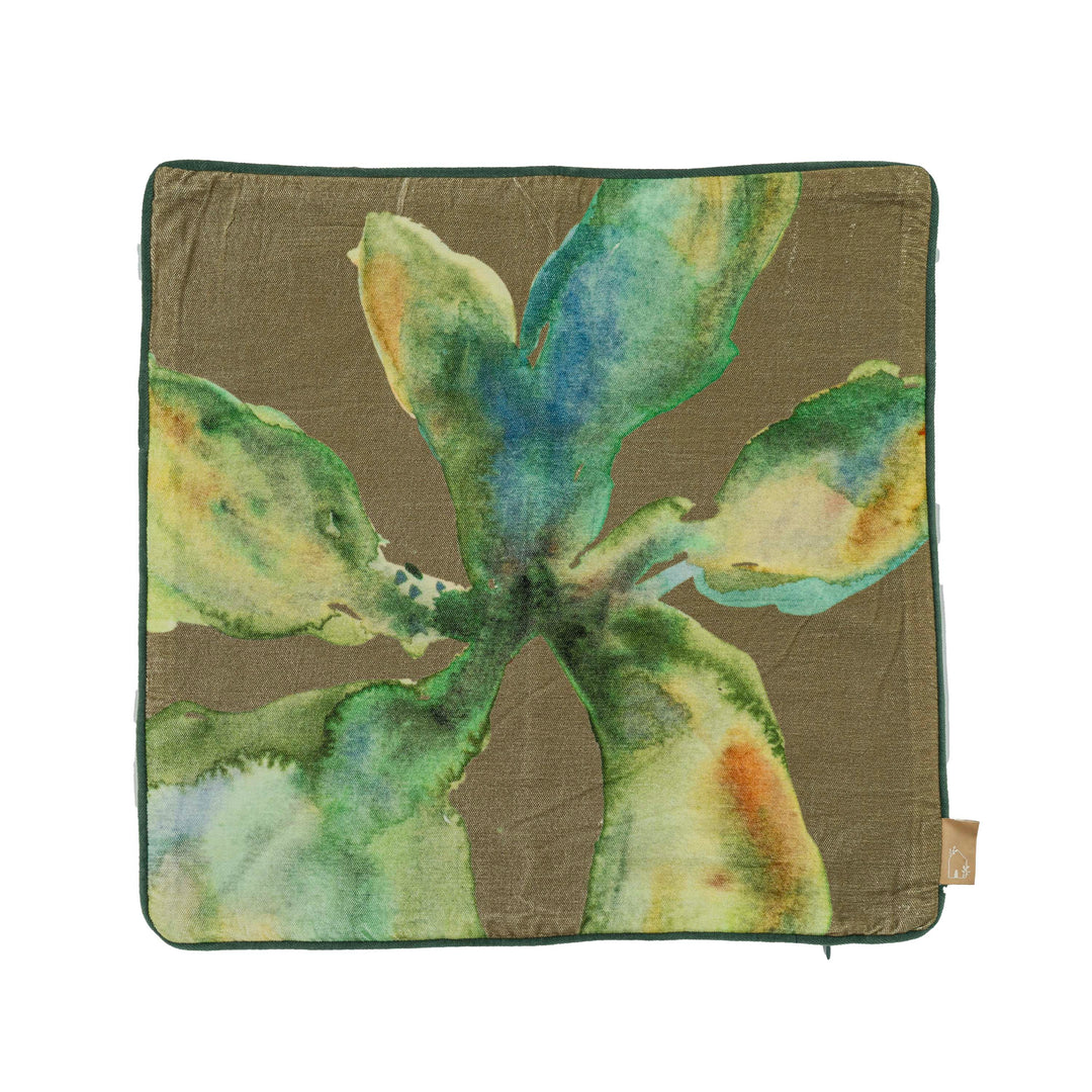 Bloom Olive Velvet Cushion Cover