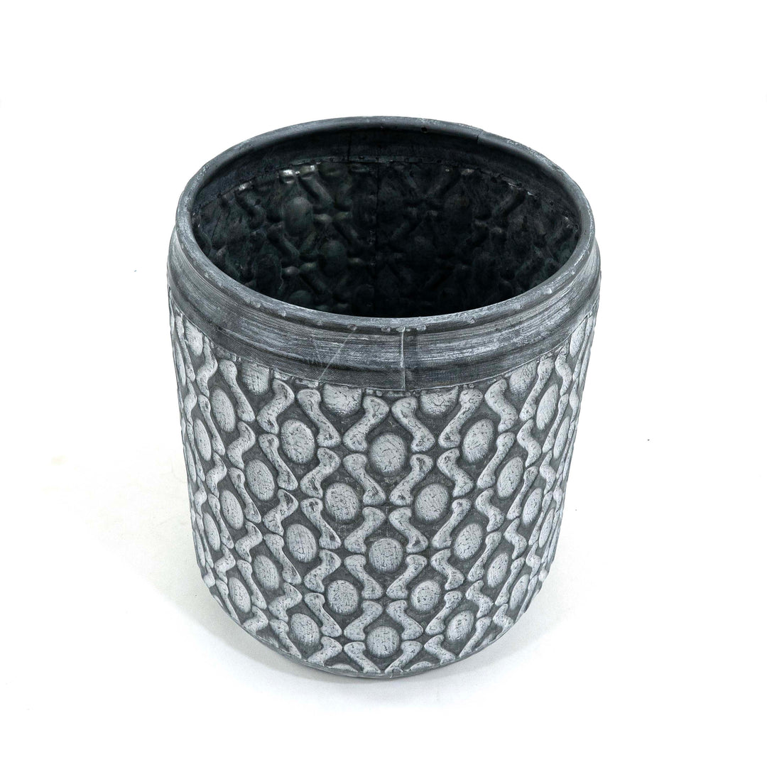 Gloria Grey Metal Planter Oxidized