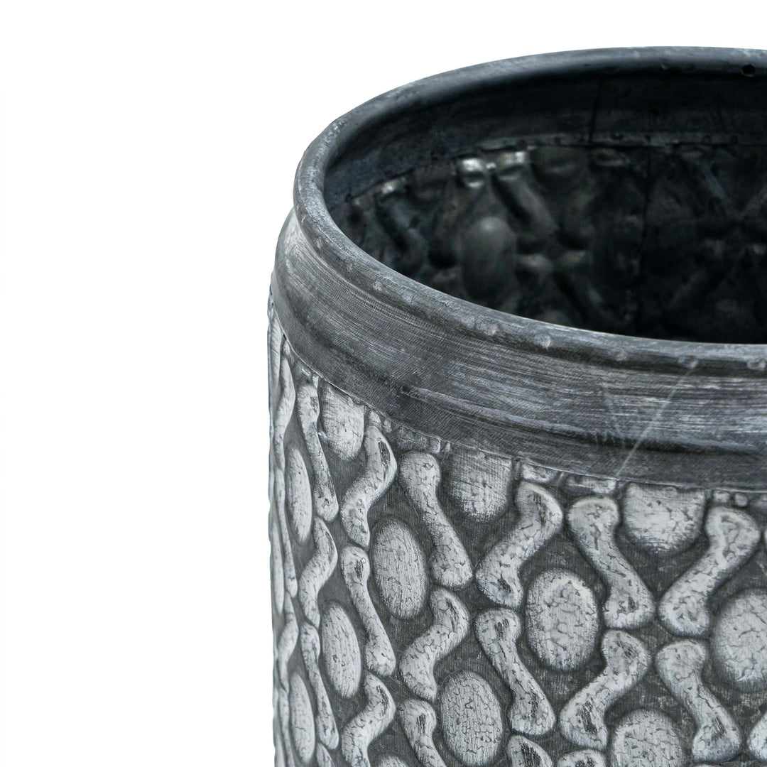 Gloria Grey Metal Planter Oxidized